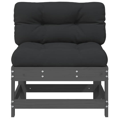 vidaXL Mittelsofas mit Kissen 2 Stk. Grau Massivholz Kiefer
