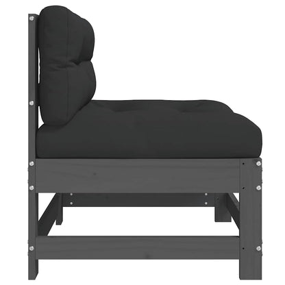 vidaXL Mittelsofas mit Kissen 2 Stk. Grau Massivholz Kiefer