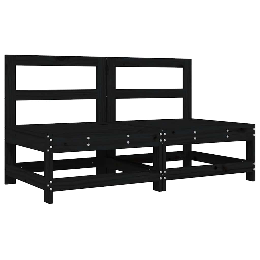 vidaXL Mittelsofas mit Kissen 2 Stk. Schwarz Massivholz Kiefer