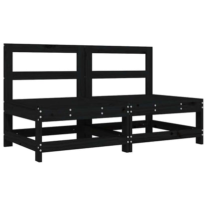 vidaXL Mittelsofas mit Kissen 2 Stk. Schwarz Massivholz Kiefer