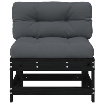 vidaXL Mittelsofas mit Kissen 2 Stk. Schwarz Massivholz Kiefer
