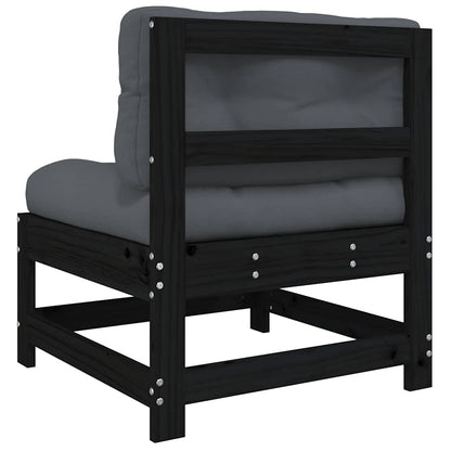 vidaXL Mittelsofas mit Kissen 2 Stk. Schwarz Massivholz Kiefer