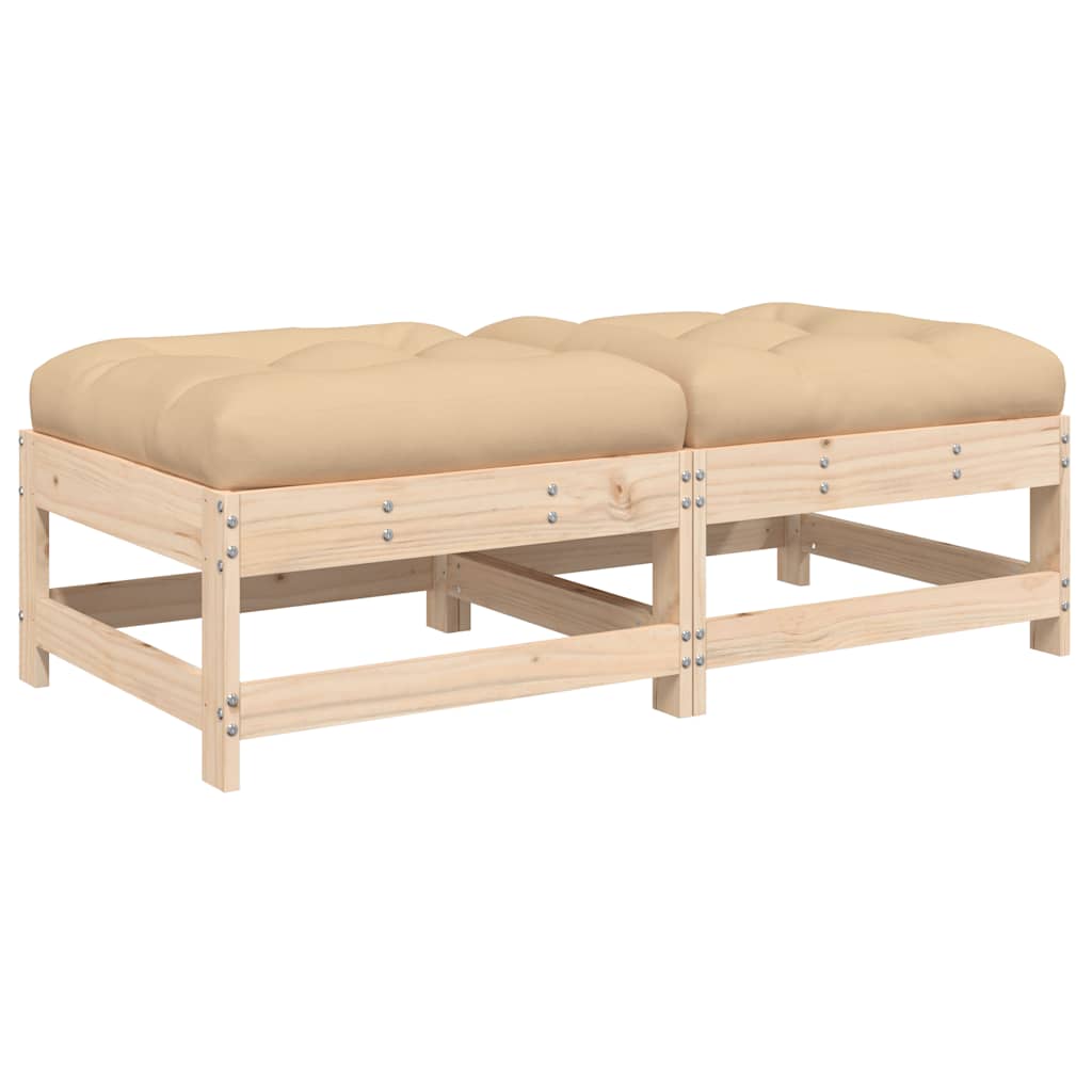 vidaXL Tabourets de jardin avec coussins 2 pcs Bois de pin massif
