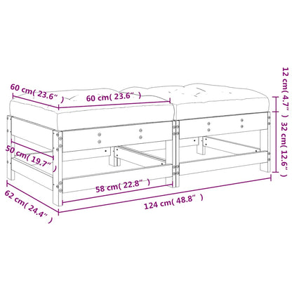 vidaXL Tabourets de jardin avec coussins 2 pcs Bois de pin massif