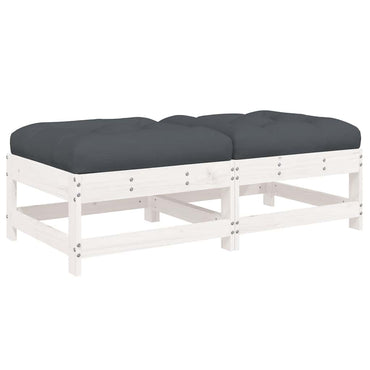 vidaXL Gartenhocker mit Kissen 2 Stk. Weiß Massivholz Kiefer