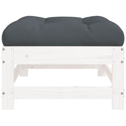 vidaXL Gartenhocker mit Kissen 2 Stk. Weiß Massivholz Kiefer