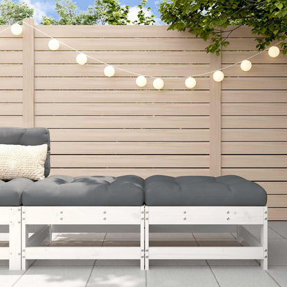 vidaXL Gartenhocker mit Kissen 2 Stk. Weiß Massivholz Kiefer