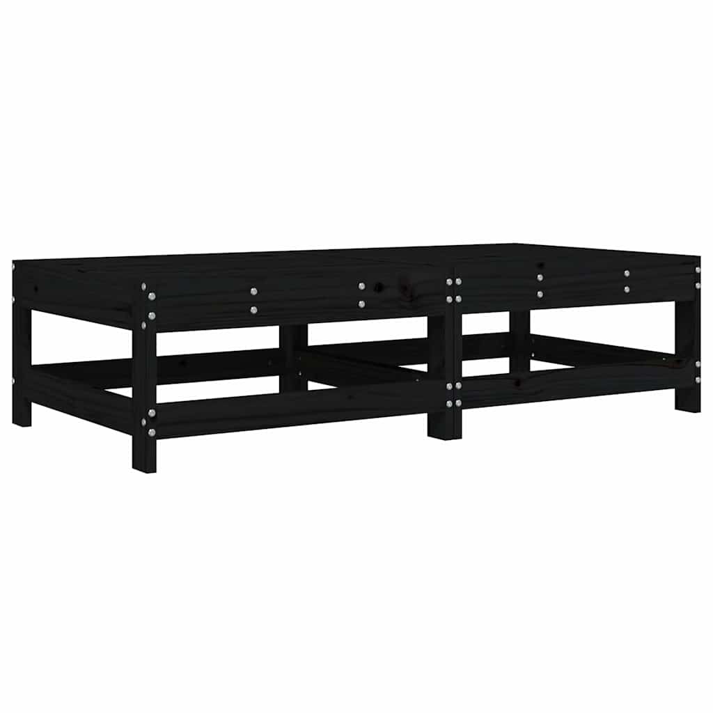 vidaXL Gartenhocker mit Kissen 2 Stk. Schwarz Massivholz Kiefer