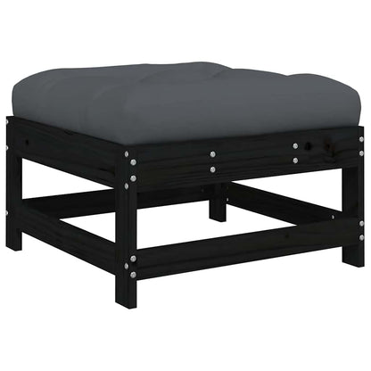 vidaXL Gartenhocker mit Kissen 2 Stk. Schwarz Massivholz Kiefer