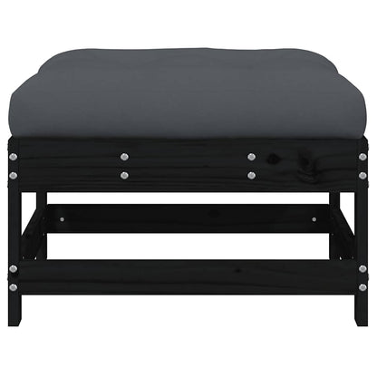 vidaXL Gartenhocker mit Kissen 2 Stk. Schwarz Massivholz Kiefer