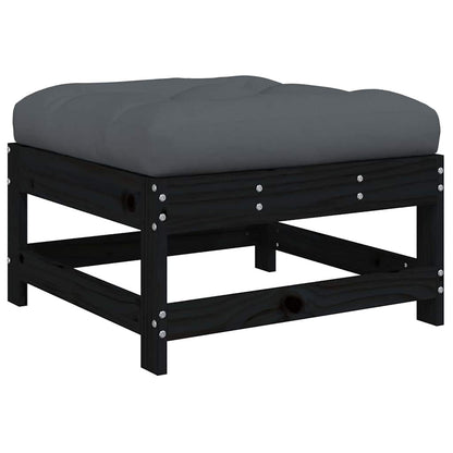 vidaXL Gartenhocker mit Kissen 2 Stk. Schwarz Massivholz Kiefer