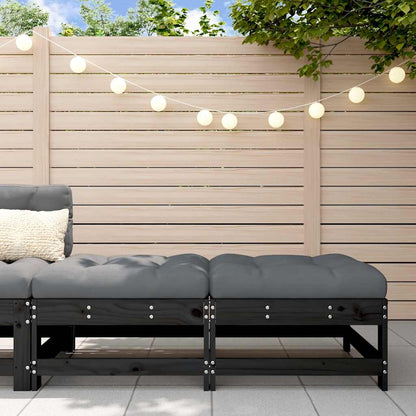 vidaXL Gartenhocker mit Kissen 2 Stk. Schwarz Massivholz Kiefer