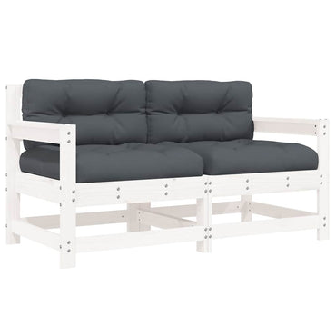 vidaXL Chaises de jardin avec coussins 2 pcs Blanc Bois de pin massif