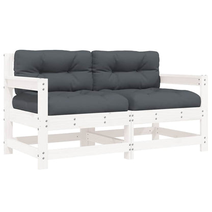 vidaXL Chaises de jardin avec coussins 2 pcs Blanc Bois de pin massif