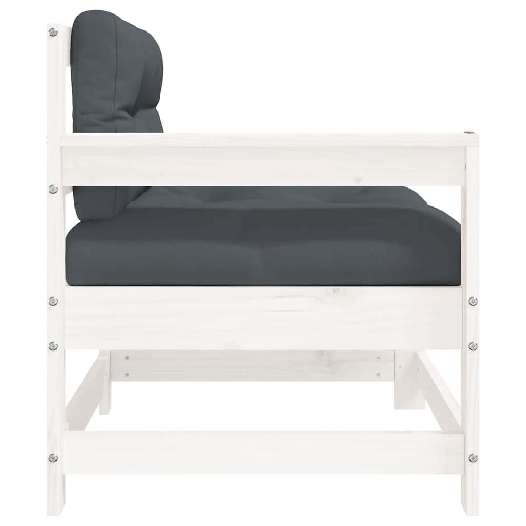 vidaXL Chaises de jardin avec coussins 2 pcs Blanc Bois de pin massif