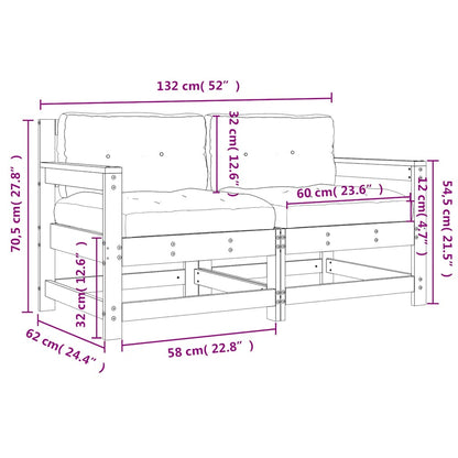 vidaXL Chaises de jardin avec coussins 2 pcs Blanc Bois de pin massif