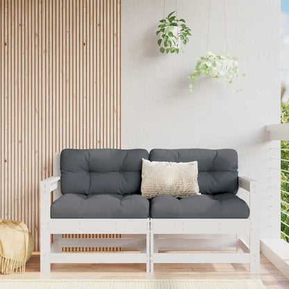 vidaXL Chaises de jardin avec coussins 2 pcs Blanc Bois de pin massif