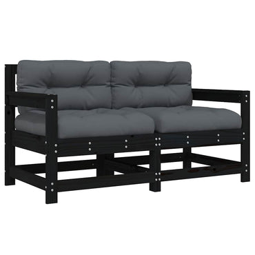 vidaXL Gartenstühle mit Kissen 2 Stk. Schwarz Massivholz Kiefer
