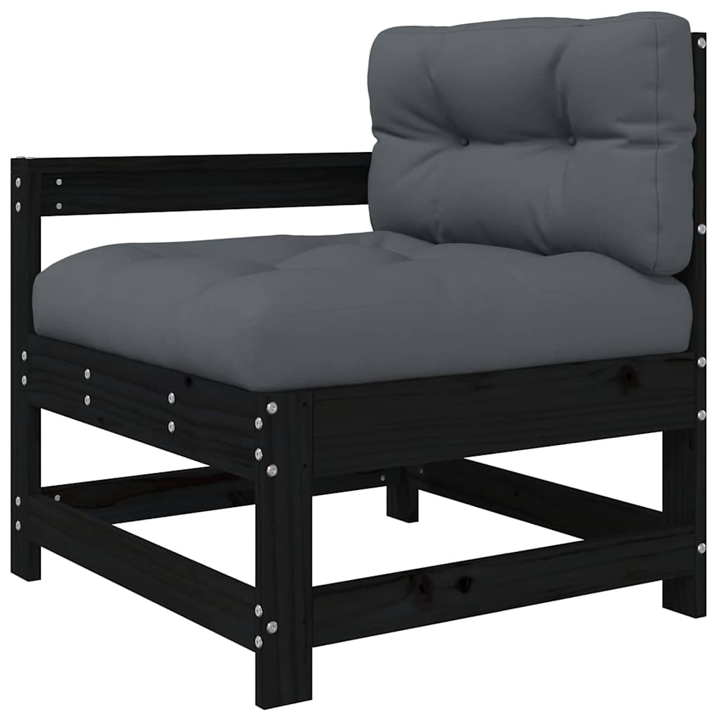 vidaXL Gartenstühle mit Kissen 2 Stk. Schwarz Massivholz Kiefer