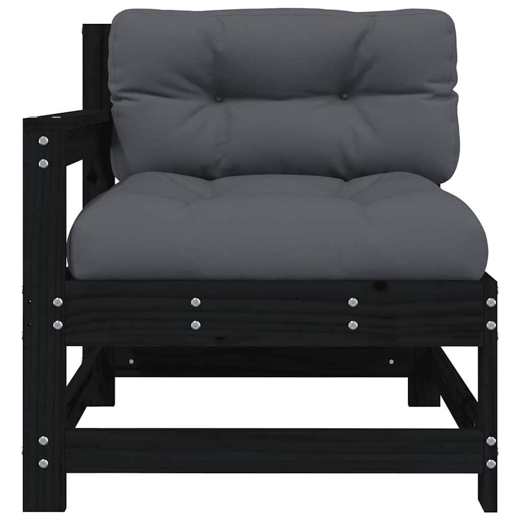 vidaXL Gartenstühle mit Kissen 2 Stk. Schwarz Massivholz Kiefer