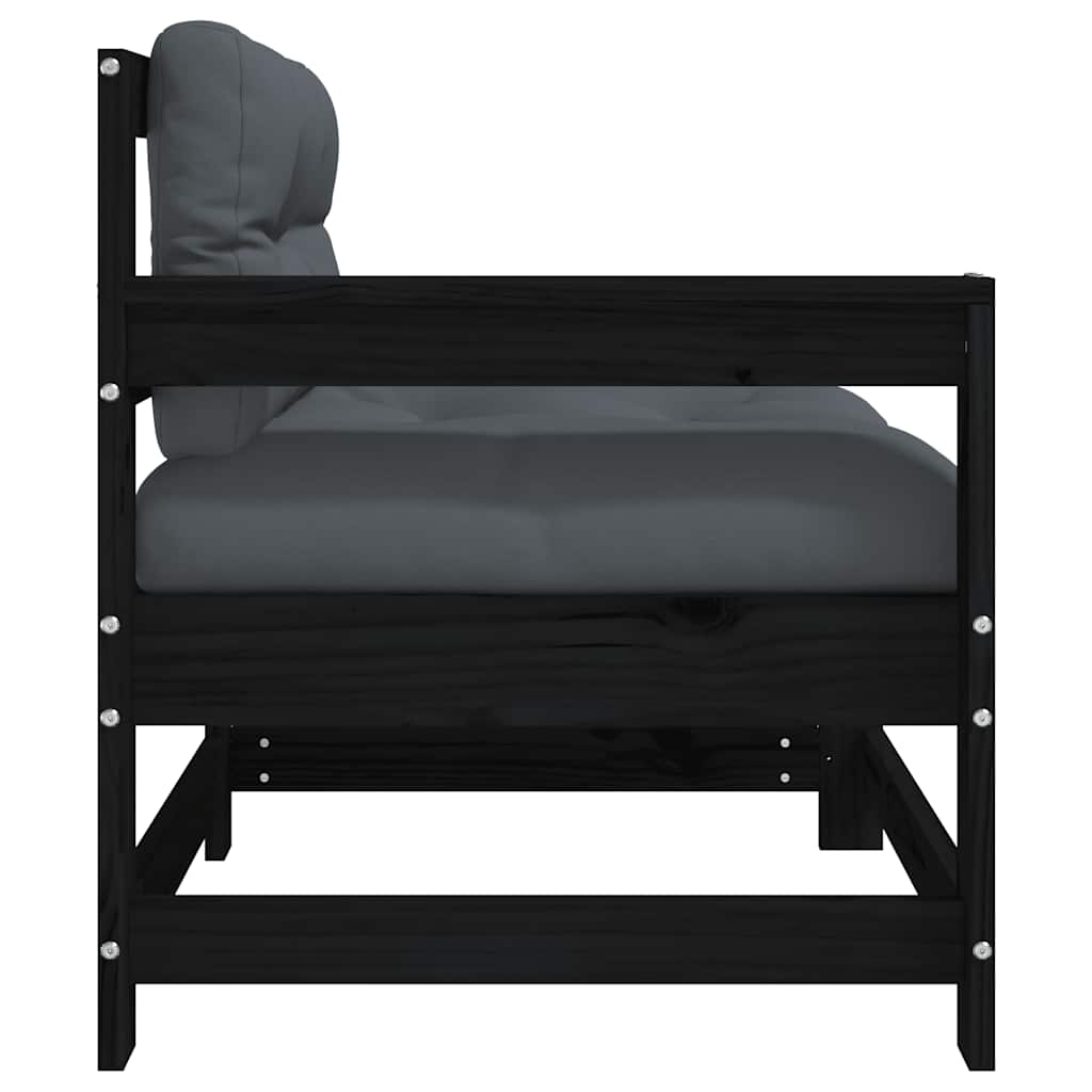 vidaXL Gartenstühle mit Kissen 2 Stk. Schwarz Massivholz Kiefer