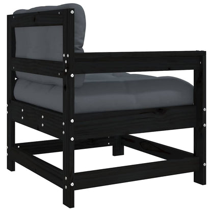 vidaXL Gartenstühle mit Kissen 2 Stk. Schwarz Massivholz Kiefer