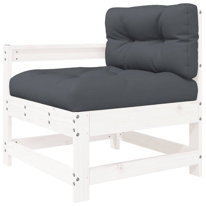 vidaXL Ensemble de salon de jardin 3 pcs avec coussins Blanc Bois massif