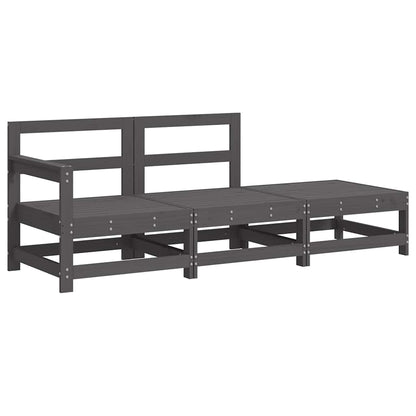 vidaXL 3-tlg. Garten-Lounge-Set mit Kissen Grau Massivholz