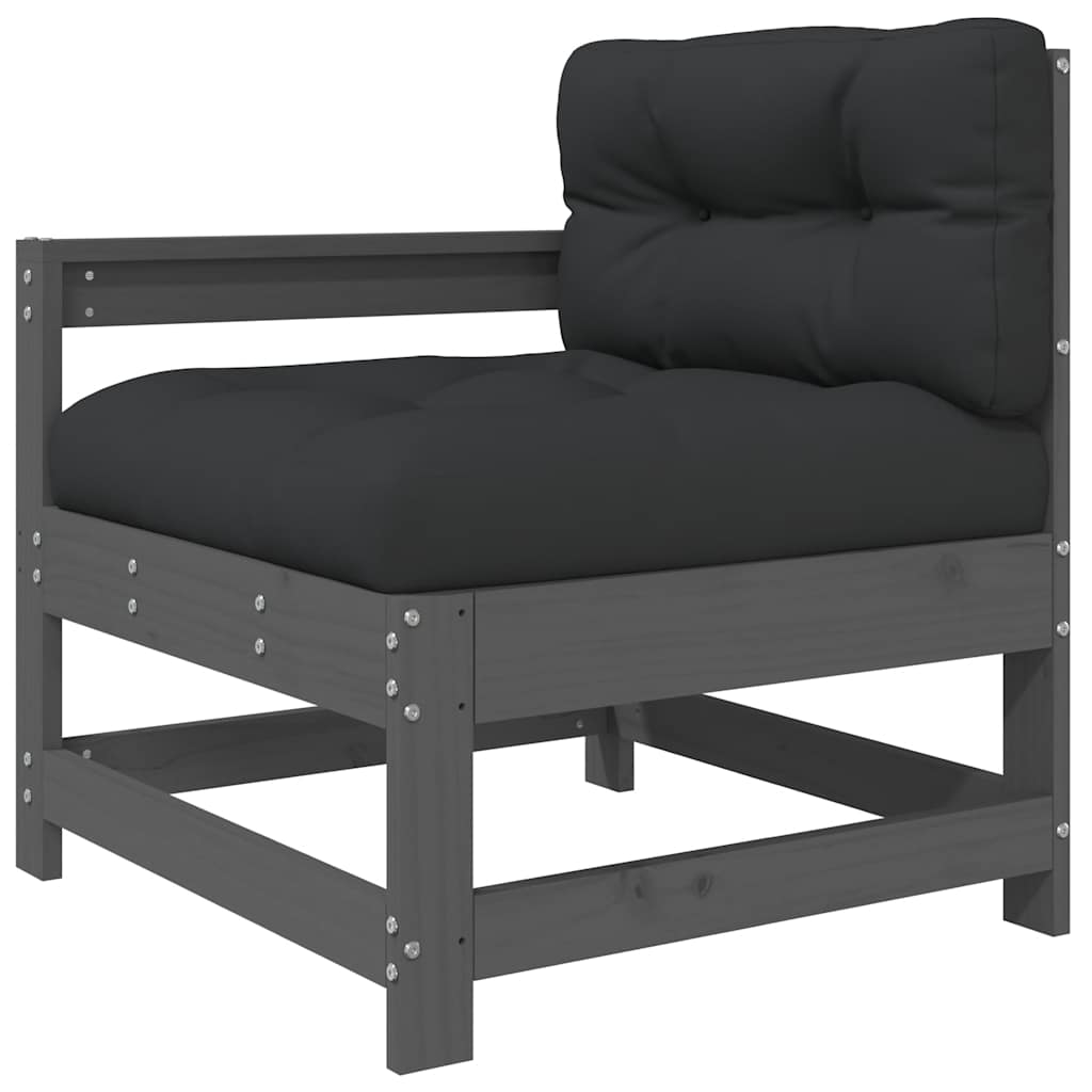 vidaXL 3-tlg. Garten-Lounge-Set mit Kissen Grau Massivholz