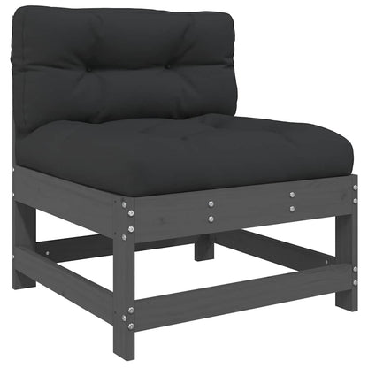 vidaXL 3-tlg. Garten-Lounge-Set mit Kissen Grau Massivholz