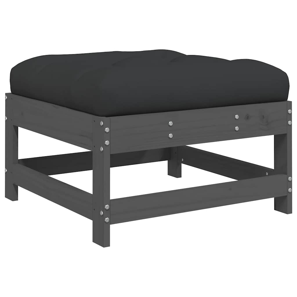 vidaXL 3-tlg. Garten-Lounge-Set mit Kissen Grau Massivholz