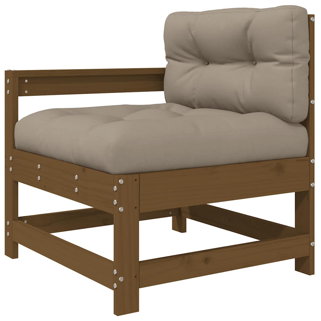 vidaXL Salon de jardin 3 pcs avec coussins Marron miel Bois massif