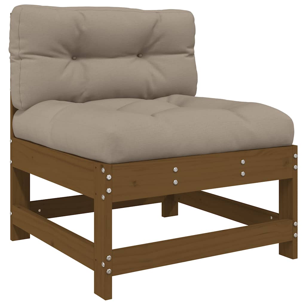 vidaXL Salon de jardin 3 pcs avec coussins Marron miel Bois massif