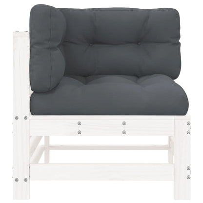 vidaXL Ecksofa mit Kissen Weiß Massivholz Kiefer