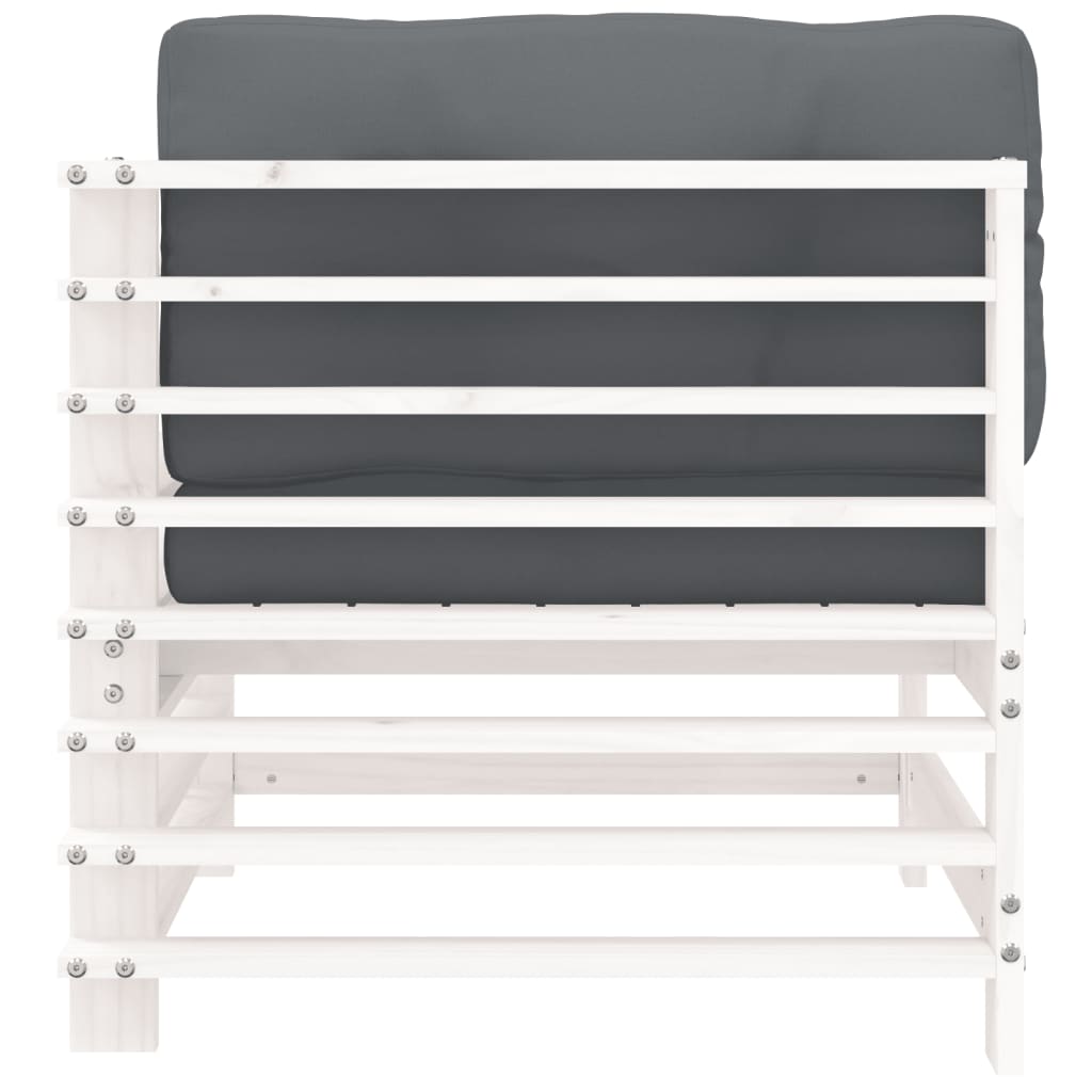 vidaXL Ecksofa mit Kissen Weiß Massivholz Kiefer