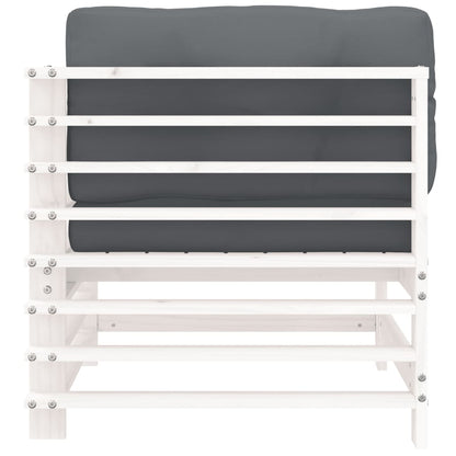 vidaXL Ecksofa mit Kissen Weiß Massivholz Kiefer