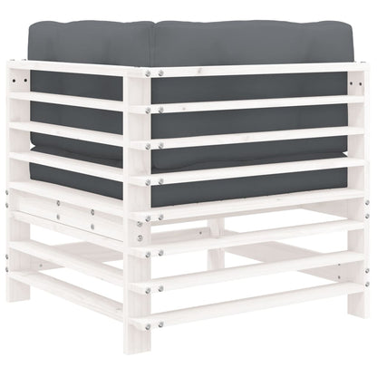 vidaXL Ecksofa mit Kissen Weiß Massivholz Kiefer