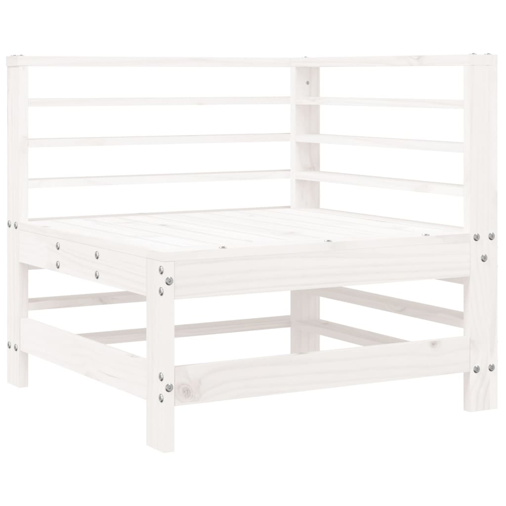 vidaXL Ecksofa mit Kissen Weiß Massivholz Kiefer