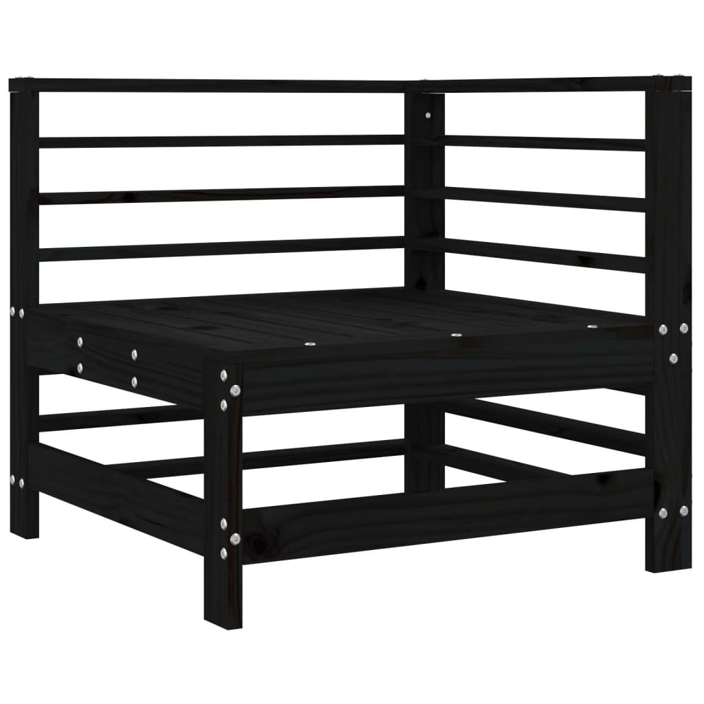 vidaXL Ecksofa mit Kissen Schwarz Massivholz Kiefer