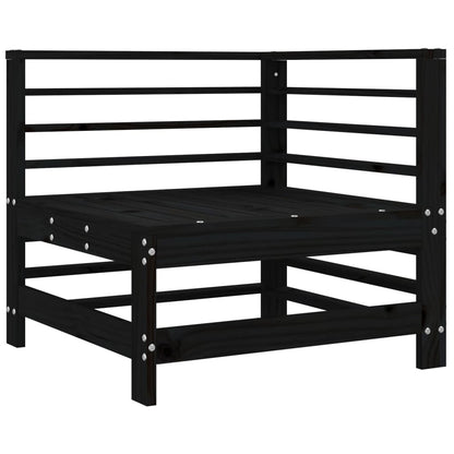 vidaXL Ecksofa mit Kissen Schwarz Massivholz Kiefer