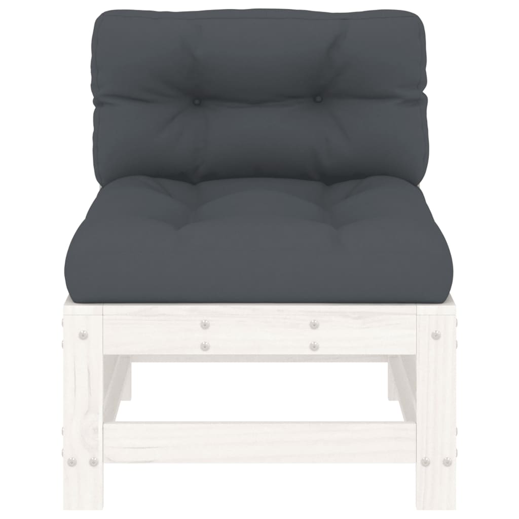 vidaXL Canapé central avec coussins Blanc Bois de pin massif