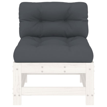 vidaXL Canapé central avec coussins Blanc Bois de pin massif