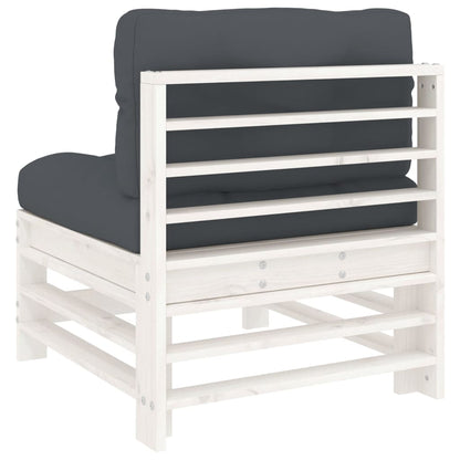 vidaXL Canapé central avec coussins Blanc Bois de pin massif