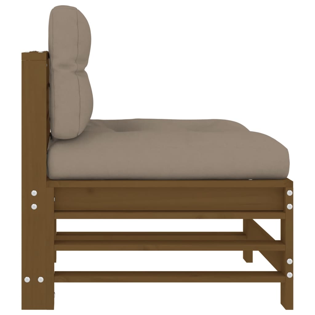 vidaXL Canapé central avec coussins Marron miel Bois de pin massif