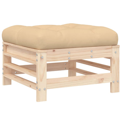 vidaXL Tabouret de jardin avec coussin Bois de pin massif