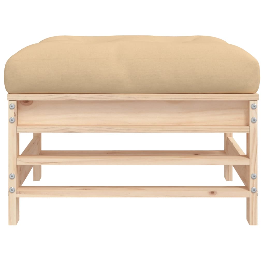 vidaXL Tabouret de jardin avec coussin Bois de pin massif