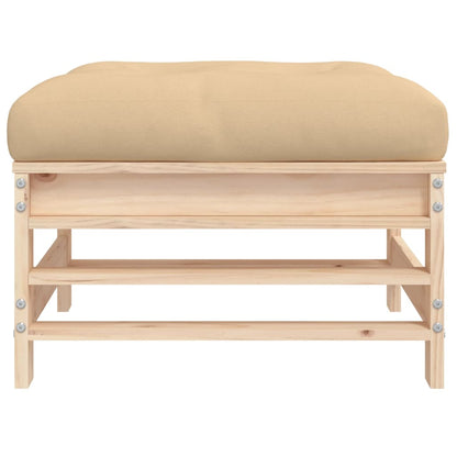vidaXL Tabouret de jardin avec coussin Bois de pin massif