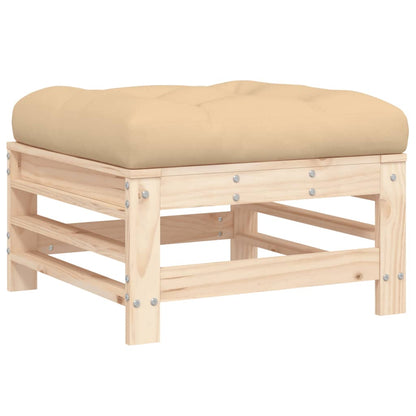 vidaXL Tabouret de jardin avec coussin Bois de pin massif