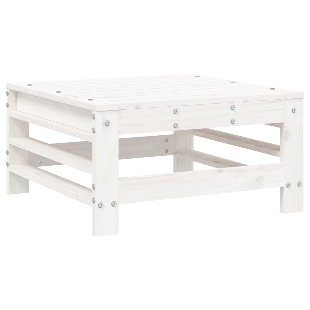 vidaXL Tabouret de jardin avec coussin blanc Bois de pin massif