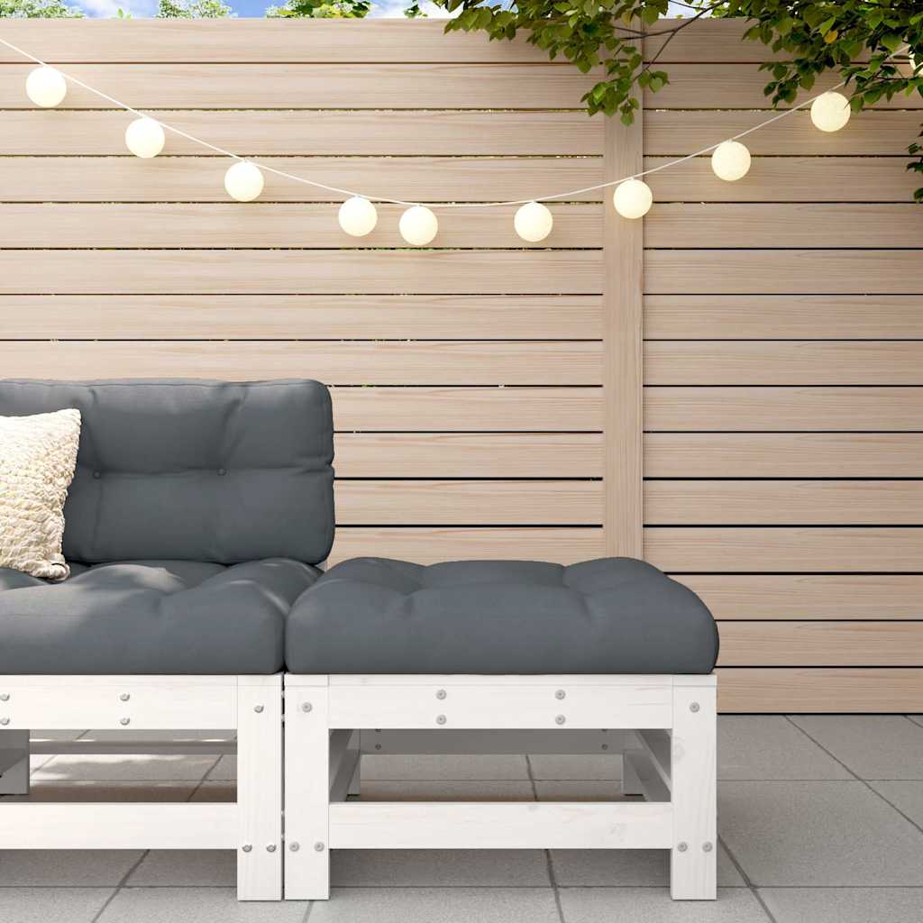 vidaXL Tabouret de jardin avec coussin blanc Bois de pin massif
